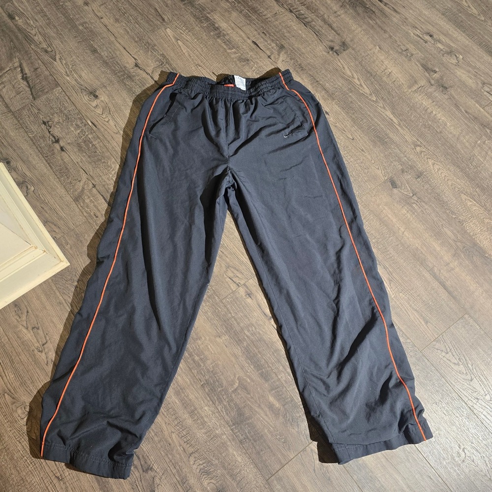 Nike Athletic Dept Black Track Pants Orange Piping Windbreaker Mens Large L